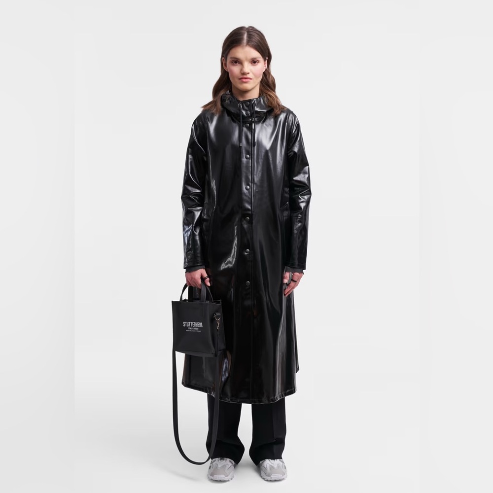 NWOT Stutterheim | Mosebacke long opal raincoat, XXS, Black